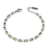 Bracciale in acciaio rodiato con cubotti di agata e boule di perle.